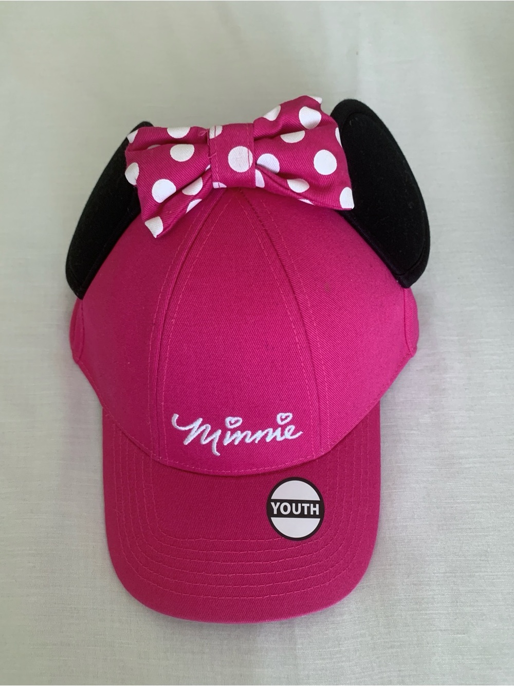 Jerry Leigh Disney Minnie Mouse Ears Pink Baseball Cap Adjustable Hat NWOT